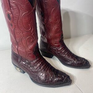 Burgundy Leather Hornbak Cowboy Boots